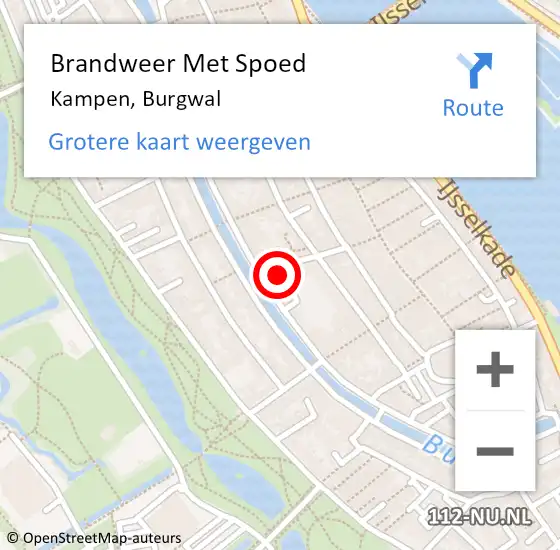 Locatie op kaart van de 112 melding: Brandweer Met Spoed Naar Kampen, Burgwal op 13 september 2024 05:45