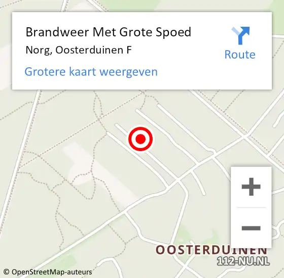 Locatie op kaart van de 112 melding: Brandweer Met Grote Spoed Naar Norg, Oosterduinen F op 19 oktober 2014 23:45