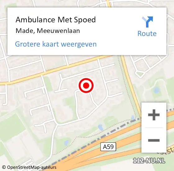 Locatie op kaart van de 112 melding: Ambulance Met Spoed Naar Made, Meeuwenlaan op 19 oktober 2014 23:46