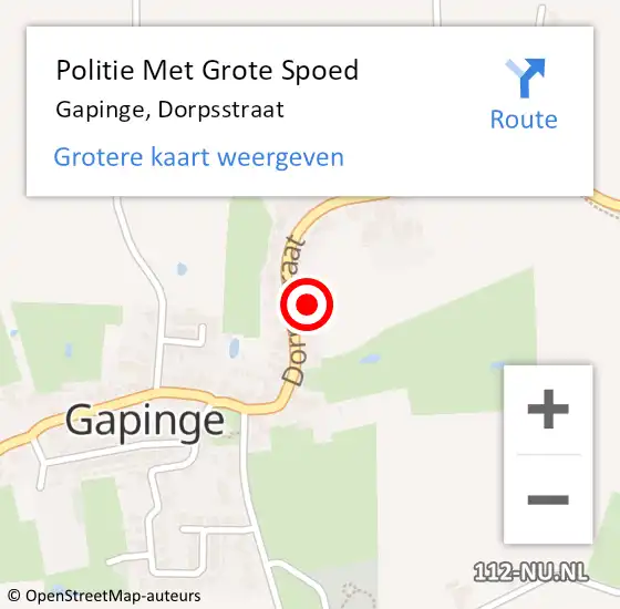 Locatie op kaart van de 112 melding: Politie Met Grote Spoed Naar Gapinge, Dorpsstraat op 13 september 2024 07:06