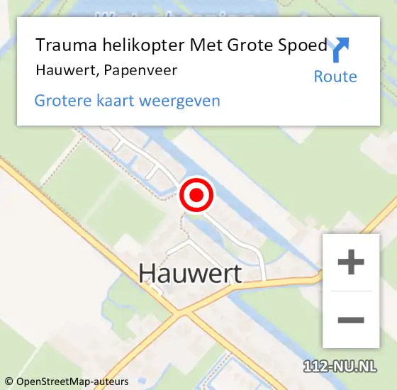 Locatie op kaart van de 112 melding: Trauma helikopter Met Grote Spoed Naar Hauwert, Papenveer op 13 september 2024 07:49