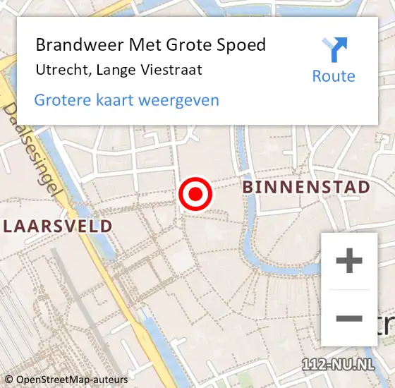 Locatie op kaart van de 112 melding: Brandweer Met Grote Spoed Naar Winkel, Lange Viestraat op 13 september 2024 07:51