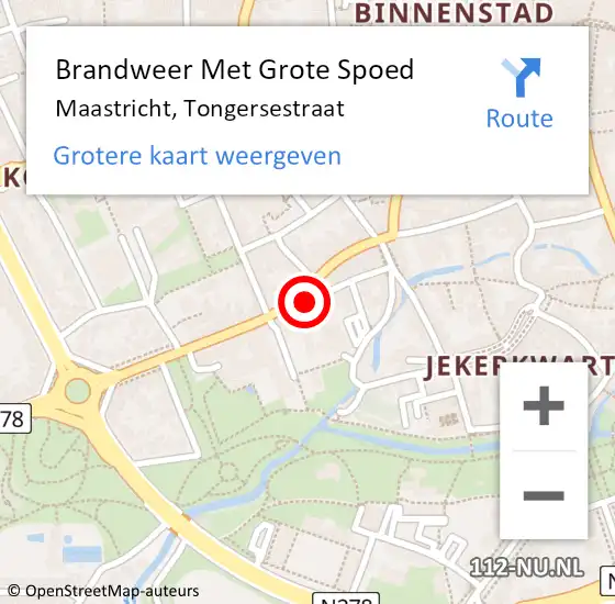 Locatie op kaart van de 112 melding: Brandweer Met Grote Spoed Naar Maastricht, Tongersestraat op 13 september 2024 07:54