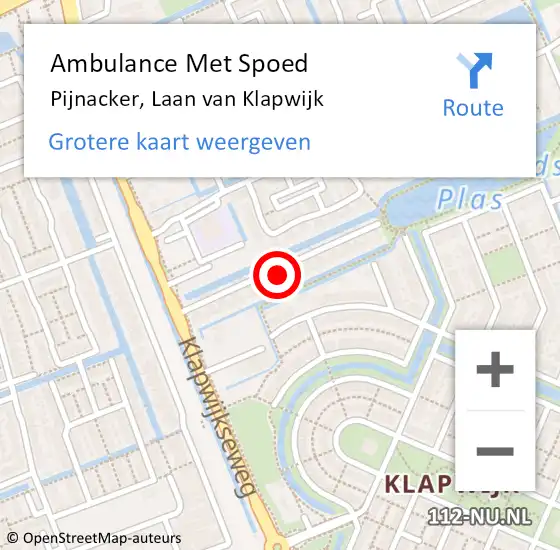 Locatie op kaart van de 112 melding: Ambulance Met Spoed Naar Pijnacker, Laan van Klapwijk op 13 september 2024 08:02