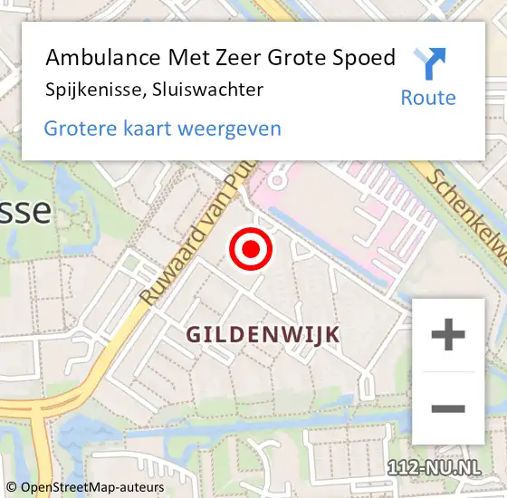 Locatie op kaart van de 112 melding: Ambulance Met Zeer Grote Spoed Naar Spijkenisse, Sluiswachter op 13 september 2024 08:04