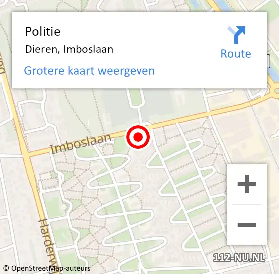 Locatie op kaart van de 112 melding: Politie Dieren, Imboslaan op 13 september 2024 08:06