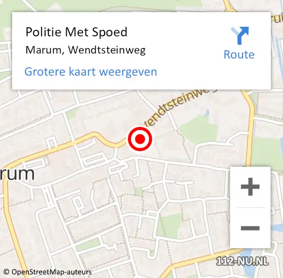 Locatie op kaart van de 112 melding: Politie Met Spoed Naar Marum, Wendtsteinweg op 13 september 2024 08:14