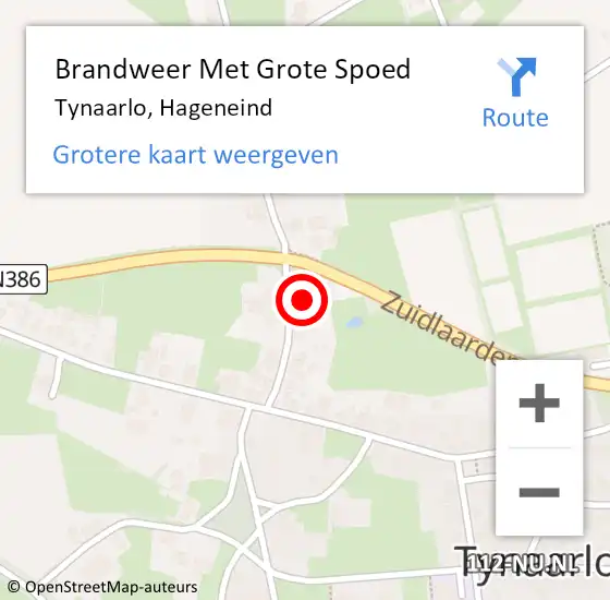 Locatie op kaart van de 112 melding: Brandweer Met Grote Spoed Naar Tynaarlo, Hageneind op 13 september 2024 08:20