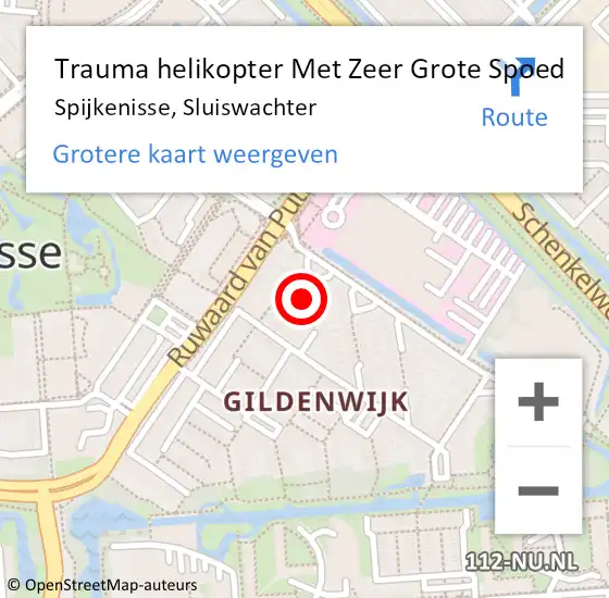 Locatie op kaart van de 112 melding: Trauma helikopter Met Zeer Grote Spoed Naar Spijkenisse, Sluiswachter op 13 september 2024 08:20