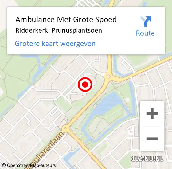 Locatie op kaart van de 112 melding: Ambulance Met Grote Spoed Naar Ridderkerk, Prunusplantsoen op 13 september 2024 08:25