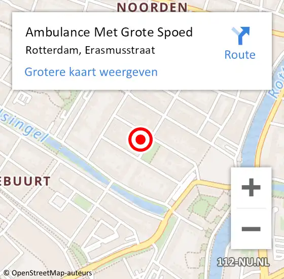 Locatie op kaart van de 112 melding: Ambulance Met Grote Spoed Naar Rotterdam, Erasmusstraat op 13 september 2024 08:27