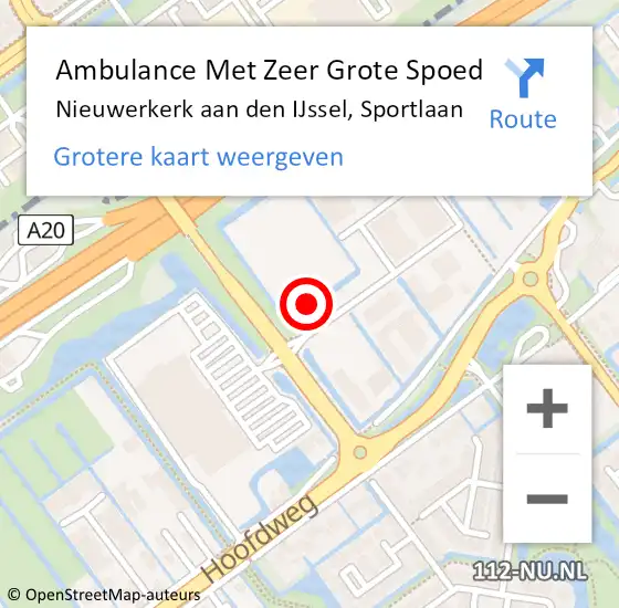 Locatie op kaart van de 112 melding: Ambulance Met Zeer Grote Spoed Naar Nieuwerkerk aan den IJssel, Sportlaan op 13 september 2024 08:42