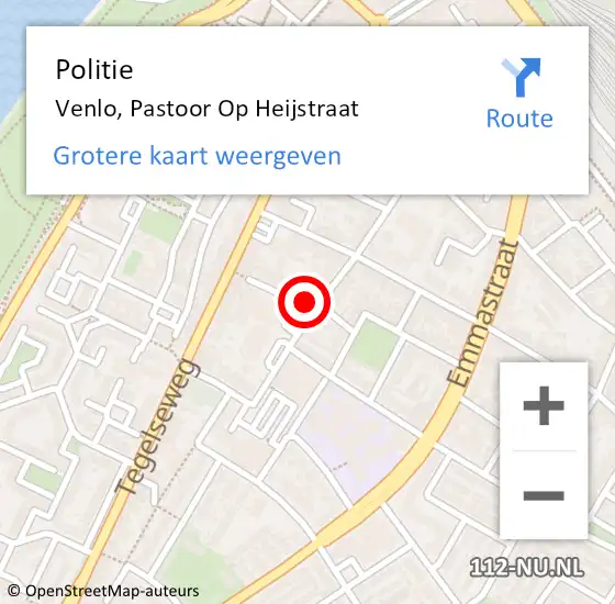 Locatie op kaart van de 112 melding: Politie Venlo, Pastoor Op Heijstraat op 13 september 2024 08:47