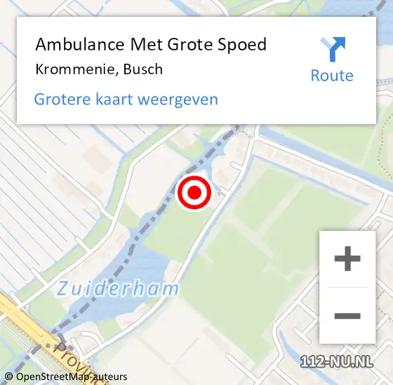 Locatie op kaart van de 112 melding: Ambulance Met Grote Spoed Naar Krommenie, Busch op 13 september 2024 08:48