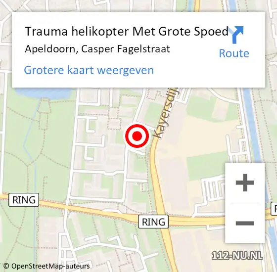 Locatie op kaart van de 112 melding: Trauma helikopter Met Grote Spoed Naar Apeldoorn, Casper Fagelstraat op 13 september 2024 08:50