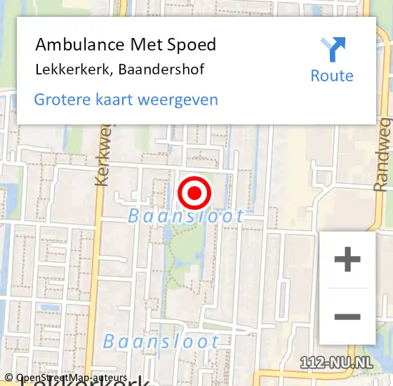 Locatie op kaart van de 112 melding: Ambulance Met Spoed Naar Lekkerkerk, Baandershof op 13 september 2024 08:54