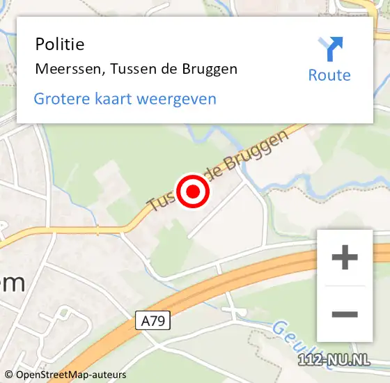 Locatie op kaart van de 112 melding: Politie Meerssen, Tussen de Bruggen op 13 september 2024 08:56