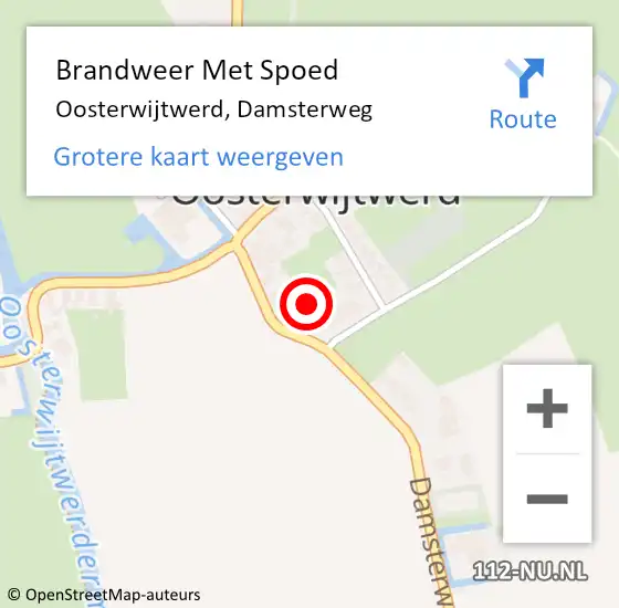 Locatie op kaart van de 112 melding: Brandweer Met Spoed Naar Oosterwijtwerd, Damsterweg op 13 september 2024 09:01