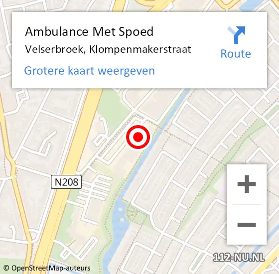 Locatie op kaart van de 112 melding: Ambulance Met Spoed Naar Velserbroek, Klompenmakerstraat op 13 september 2024 09:18