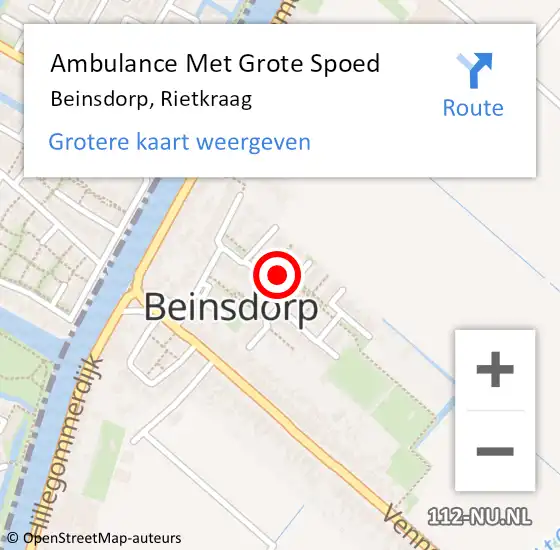 Locatie op kaart van de 112 melding: Ambulance Met Grote Spoed Naar Beinsdorp, Rietkraag op 13 september 2024 09:21