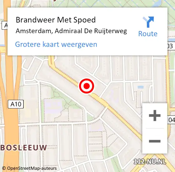 Locatie op kaart van de 112 melding: Brandweer Met Spoed Naar Amsterdam, Admiraal De Ruijterweg op 13 september 2024 09:24