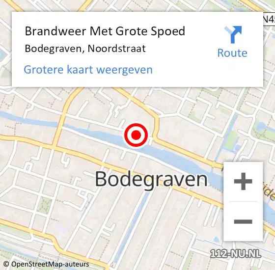 Locatie op kaart van de 112 melding: Brandweer Met Grote Spoed Naar Bodegraven, Noordstraat op 13 september 2024 09:24