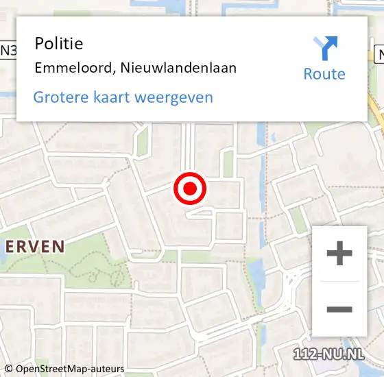 Locatie op kaart van de 112 melding: Politie Emmeloord, Nieuwlandenlaan op 13 september 2024 09:24