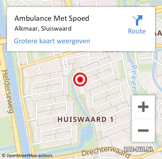 Locatie op kaart van de 112 melding: Ambulance Met Spoed Naar Alkmaar, Sluiswaard op 13 september 2024 09:33