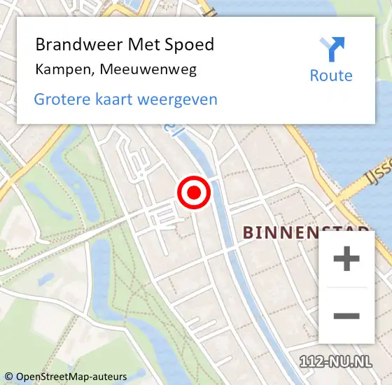 Locatie op kaart van de 112 melding: Brandweer Met Spoed Naar Kampen, Meeuwenweg op 13 september 2024 09:52