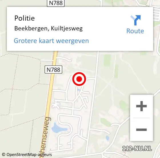 Locatie op kaart van de 112 melding: Politie Beekbergen, Kuiltjesweg op 13 september 2024 09:53