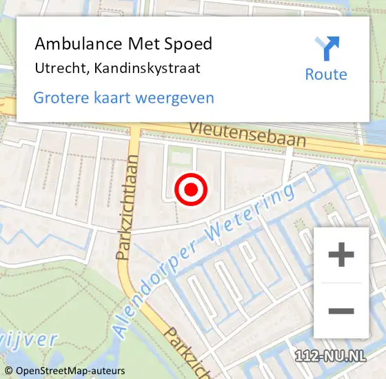 Locatie op kaart van de 112 melding: Ambulance Met Spoed Naar Utrecht, Kandinskystraat op 20 oktober 2014 00:36