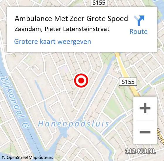 Locatie op kaart van de 112 melding: Ambulance Met Zeer Grote Spoed Naar Zaandam, Pieter Latensteinstraat op 13 september 2024 09:58