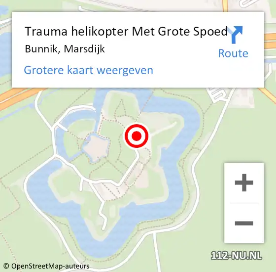 Locatie op kaart van de 112 melding: Trauma helikopter Met Grote Spoed Naar Bunnik, Marsdijk op 13 september 2024 10:08