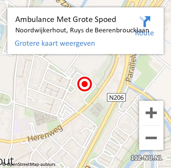 Locatie op kaart van de 112 melding: Ambulance Met Grote Spoed Naar Noordwijkerhout, Ruys de Beerenbroucklaan op 13 september 2024 10:14