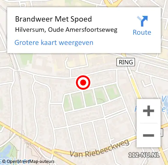 Locatie op kaart van de 112 melding: Brandweer Met Spoed Naar Hilversum, Oude Amersfoortseweg op 13 september 2024 10:25