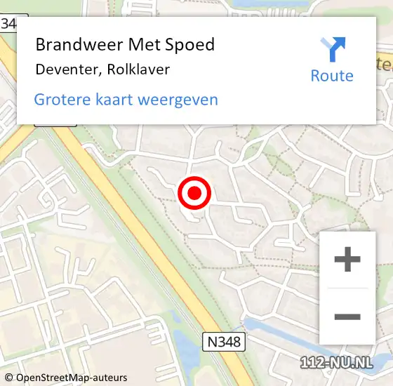 Locatie op kaart van de 112 melding: Brandweer Met Spoed Naar Deventer, Rolklaver op 20 oktober 2014 00:45