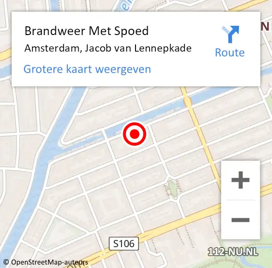 Locatie op kaart van de 112 melding: Brandweer Met Spoed Naar Amsterdam, Jacob van Lennepkade op 13 september 2024 11:08