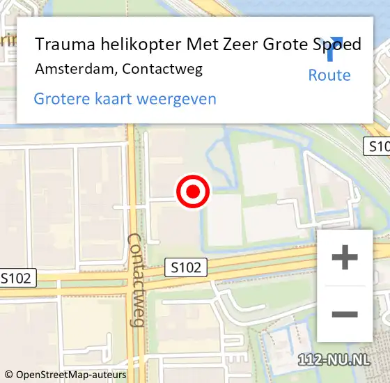 Locatie op kaart van de 112 melding: Trauma helikopter Met Zeer Grote Spoed Naar Amsterdam, Contactweg op 13 september 2024 11:08