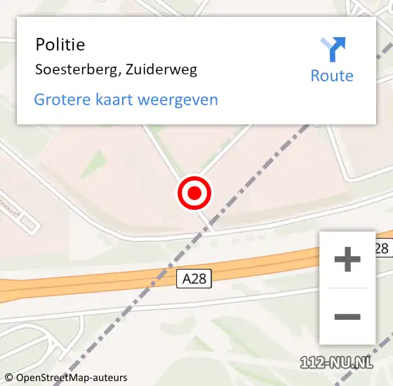 Locatie op kaart van de 112 melding: Politie Soesterberg, Zuiderweg op 13 september 2024 11:10