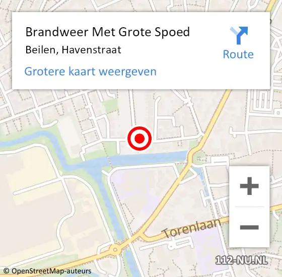 Locatie op kaart van de 112 melding: Brandweer Met Grote Spoed Naar Beilen, Havenstraat op 13 september 2024 11:31