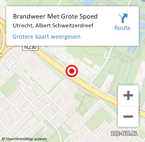 Locatie op kaart van de 112 melding: Brandweer Met Grote Spoed Naar Utrecht, Albert Schweitzerdreef op 13 september 2024 11:32