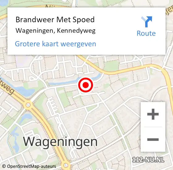 Locatie op kaart van de 112 melding: Brandweer Met Spoed Naar Wageningen, Kennedyweg op 13 september 2024 11:34