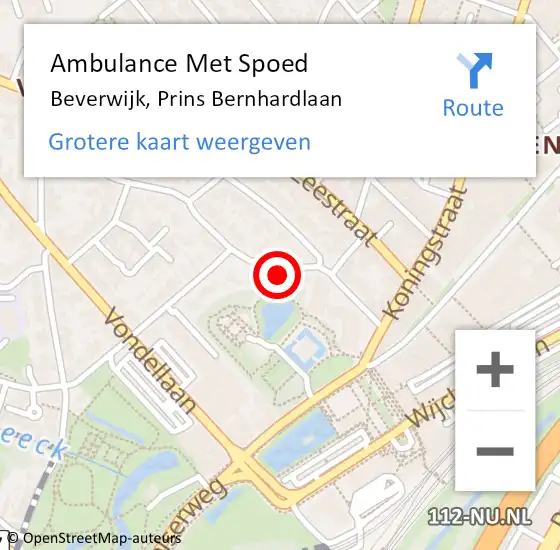 Locatie op kaart van de 112 melding: Ambulance Met Spoed Naar Beverwijk, Prins Bernhardlaan op 13 september 2024 11:38