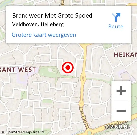 Locatie op kaart van de 112 melding: Brandweer Met Grote Spoed Naar Veldhoven, Helleberg op 13 september 2024 11:39