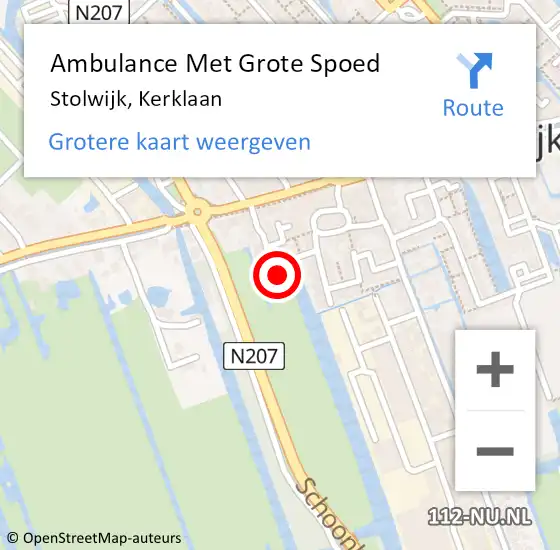 Locatie op kaart van de 112 melding: Ambulance Met Grote Spoed Naar Stolwijk, Kerklaan op 13 september 2024 11:45