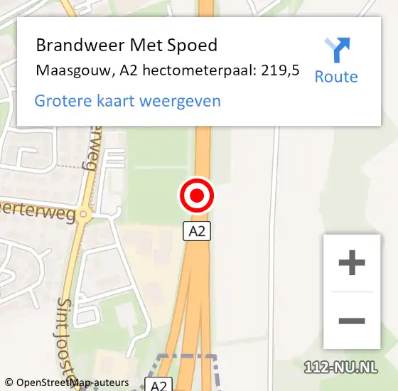 Locatie op kaart van de 112 melding: Brandweer Met Spoed Naar Maasgouw, A2 hectometerpaal: 219,5 op 13 september 2024 11:45