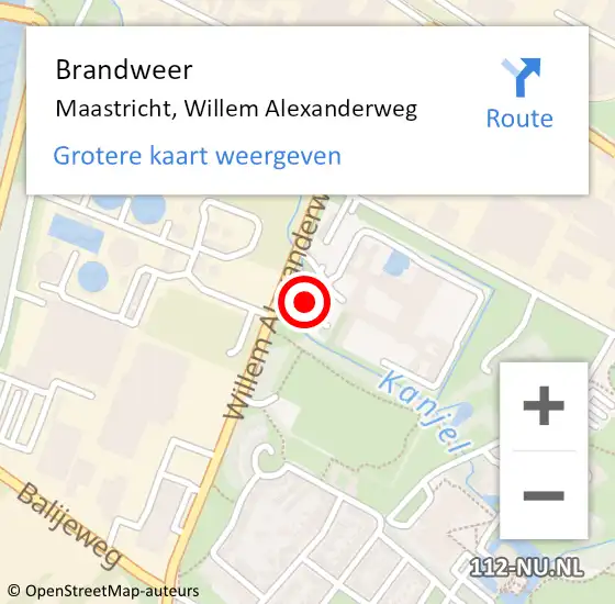 Locatie op kaart van de 112 melding: Brandweer Maastricht, Willem Alexanderweg op 13 september 2024 12:01