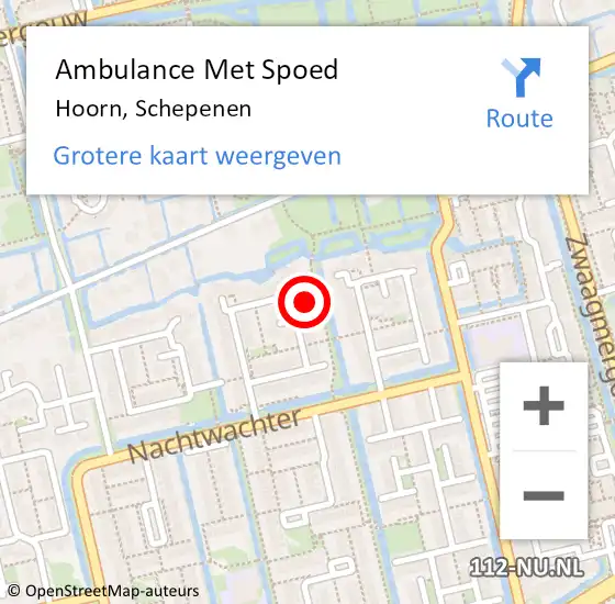 Locatie op kaart van de 112 melding: Ambulance Met Spoed Naar Hoorn, Schepenen op 13 september 2024 12:14