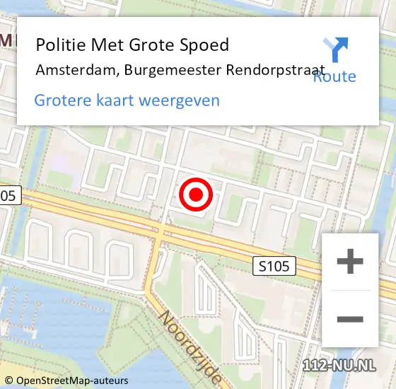 Locatie op kaart van de 112 melding: Politie Met Grote Spoed Naar Amsterdam, Burgemeester Rendorpstraat op 13 september 2024 12:20