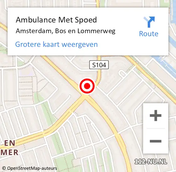 Locatie op kaart van de 112 melding: Ambulance Met Spoed Naar Amsterdam, Bos en Lommerweg op 13 september 2024 12:39